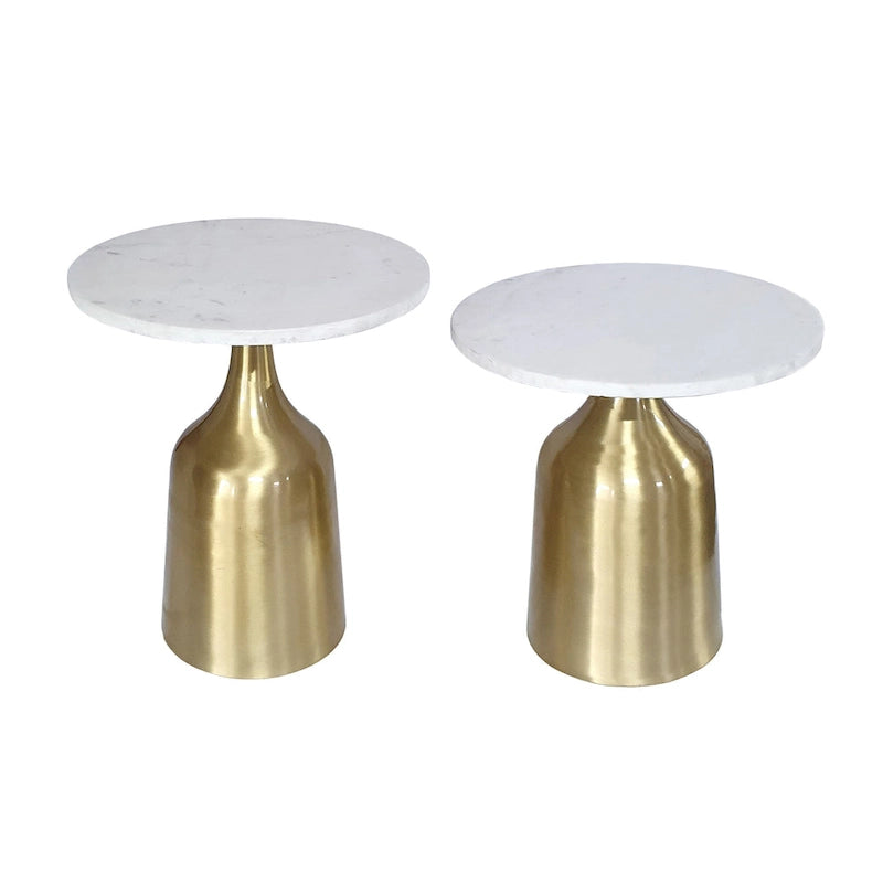 Small Tables Made Of Acacia Wood And Aluminum - A Set Of Two