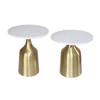Small Tables Made Of Acacia Wood And Aluminum - A Set Of Two