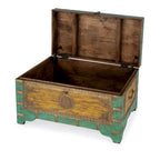 Nador Hand-Painted Brass Inlay Storage Trunk Coffee Table
