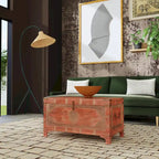 Nador Hand-Painted Brass Inlay Storage Trunk Coffee Table