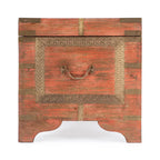 Nador Hand-Painted Brass Inlay Storage Trunk Coffee Table