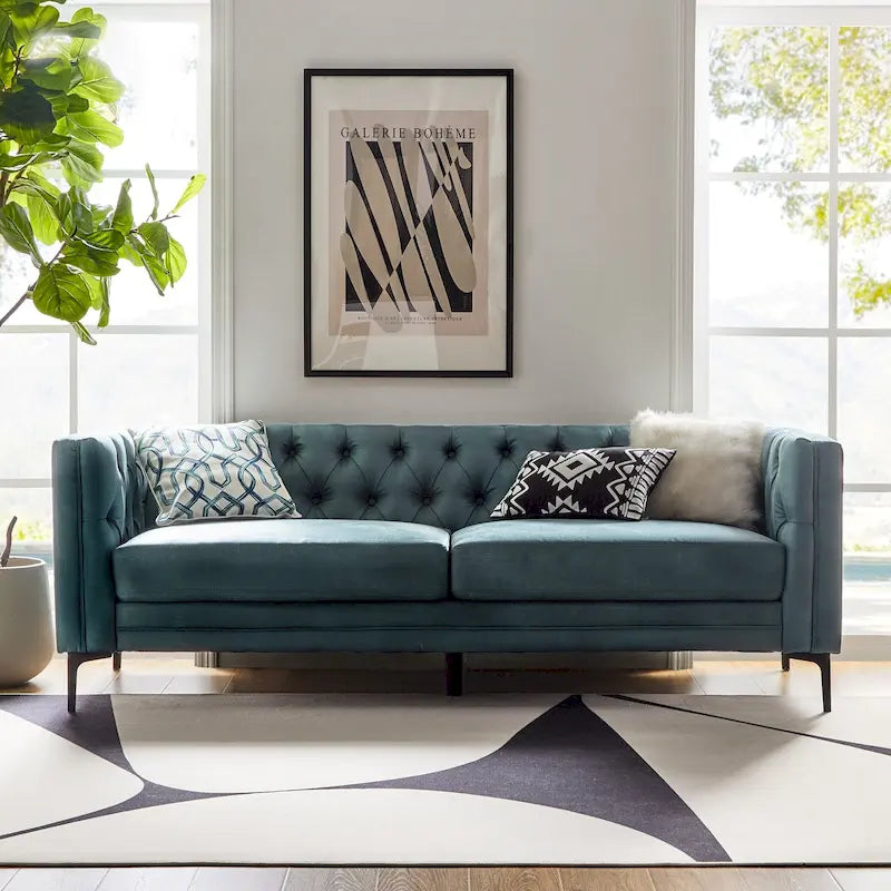 84 Classic Square Armchair With Buttoned Tufted Backrest