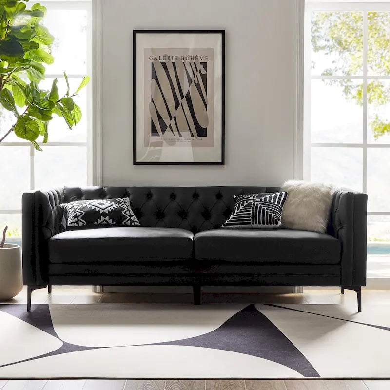 84 Classic Square Armchair With Buttoned Tufted Backrest