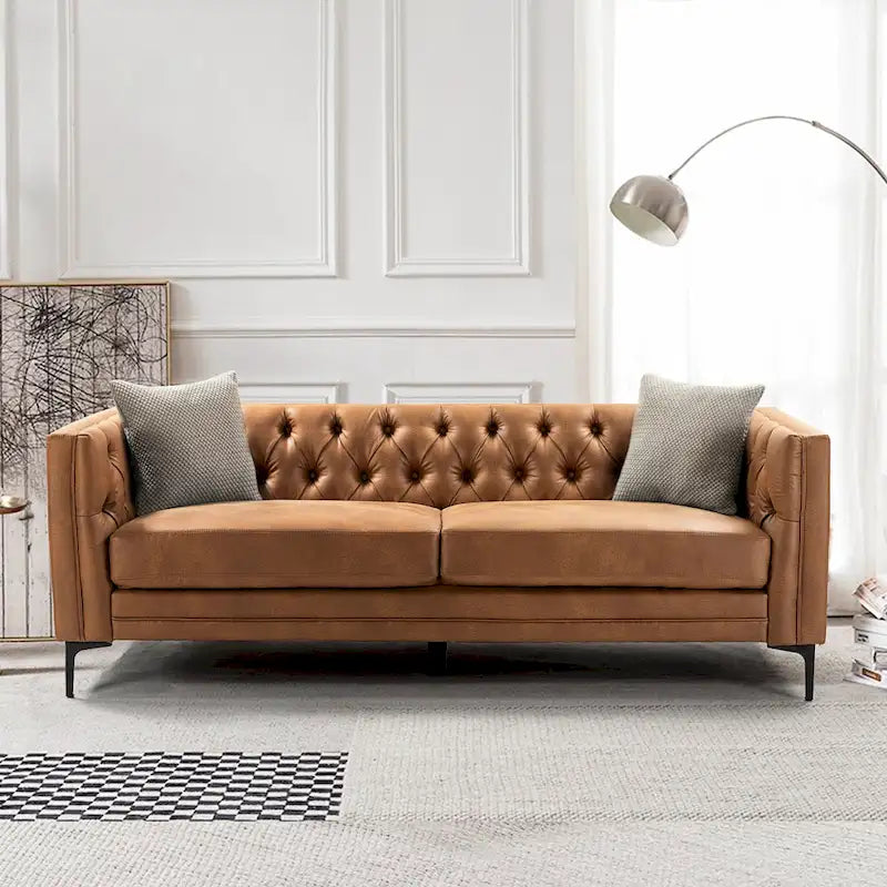 Calymne 84 Classic Square Arms Sofa with Button-Tufted Back by 