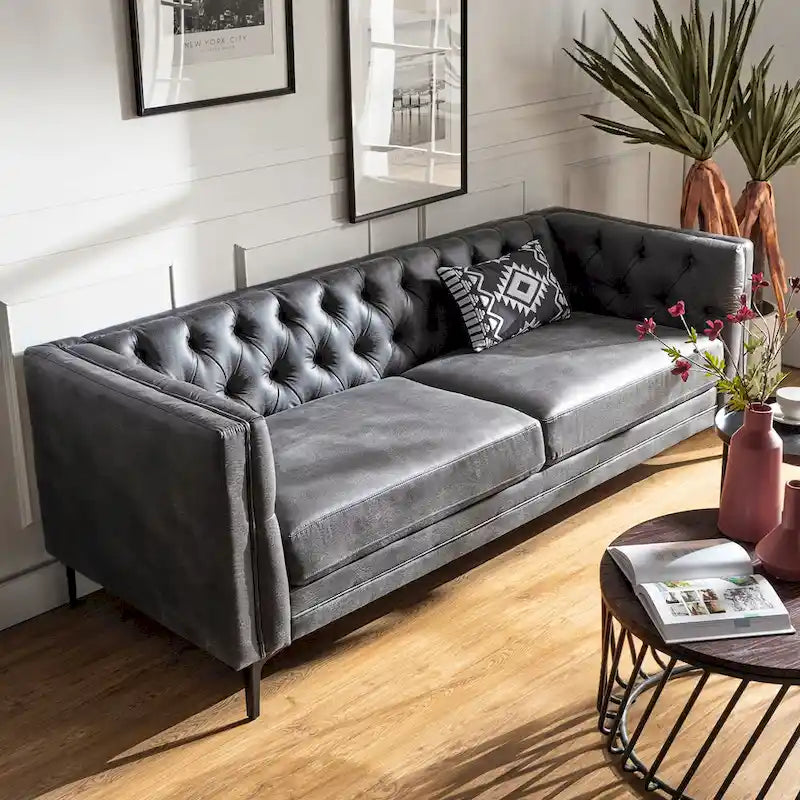 84 Classic Square Armchair With Buttoned Tufted Backrest