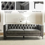 84 Classic Square Armchair With Buttoned Tufted Backrest