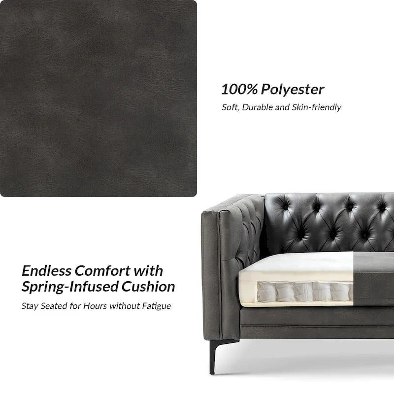 84 Classic Square Armchair With Buttoned Tufted Backrest