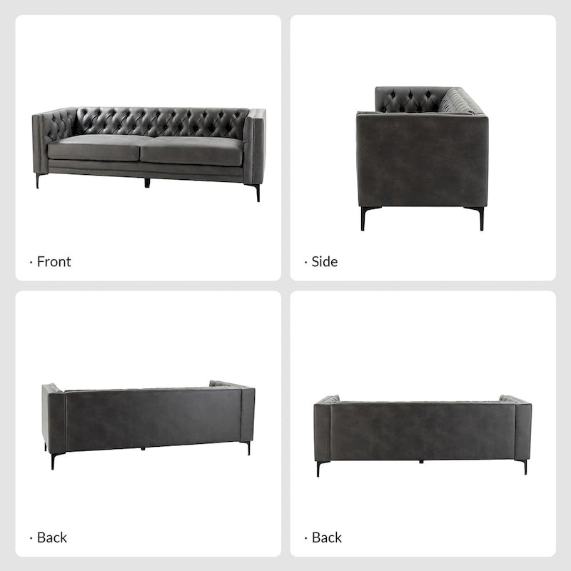 84 Classic Square Armchair With Buttoned Tufted Backrest