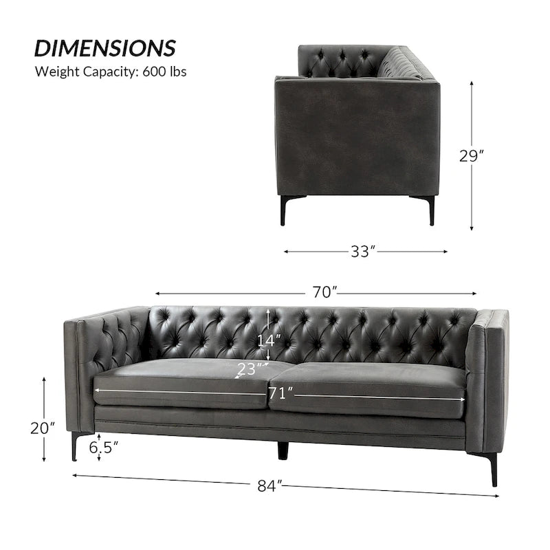 84 Classic Square Armchair With Buttoned Tufted Backrest
