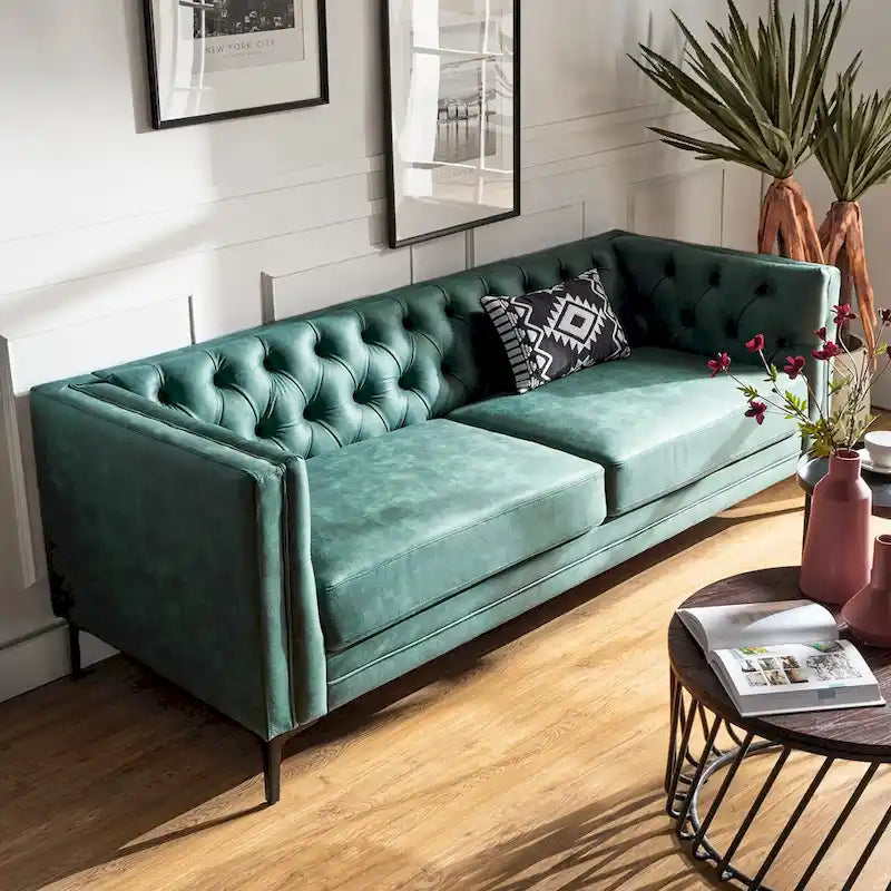 84 Classic Square Armchair With Buttoned Tufted Backrest