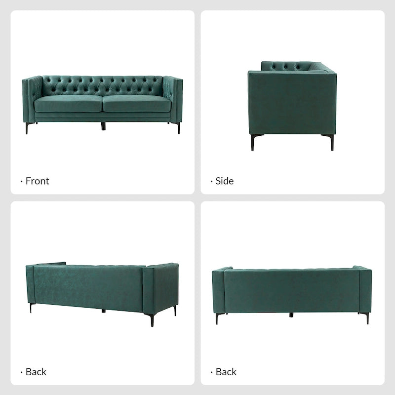 84 Classic Square Armchair With Buttoned Tufted Backrest