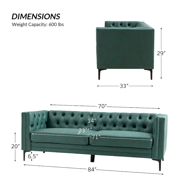 84 Classic Square Armchair With Buttoned Tufted Backrest