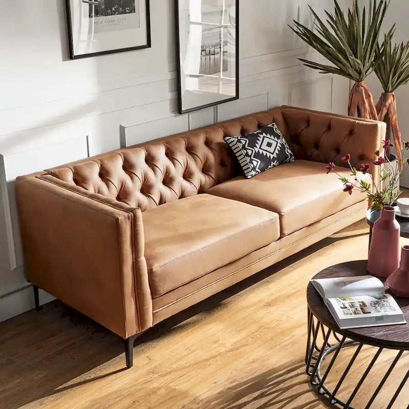 84 Classic Square Armchair With Buttoned Tufted Backrest