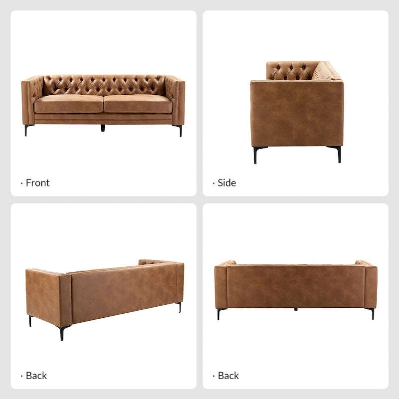 84 Classic Square Armchair With Buttoned Tufted Backrest