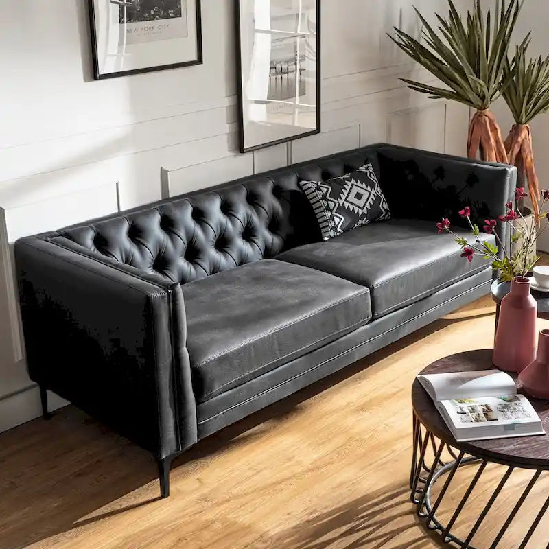 84 Classic Square Armchair With Buttoned Tufted Backrest