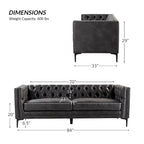 84 Classic Square Armchair With Buttoned Tufted Backrest