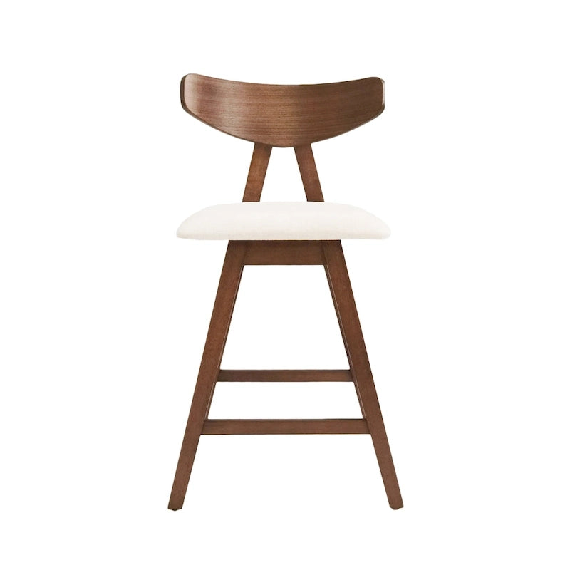 Fabric And Rubberwood Bar Stools (Two-Piece Set)