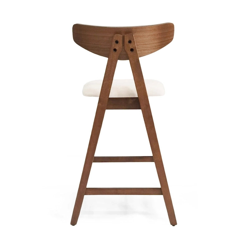Fabric And Rubberwood Bar Stools (Two-Piece Set)