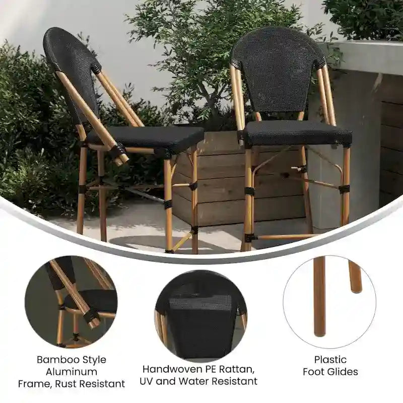 2PK Stacking Bistro Chair with Metal Frame & PE Seat