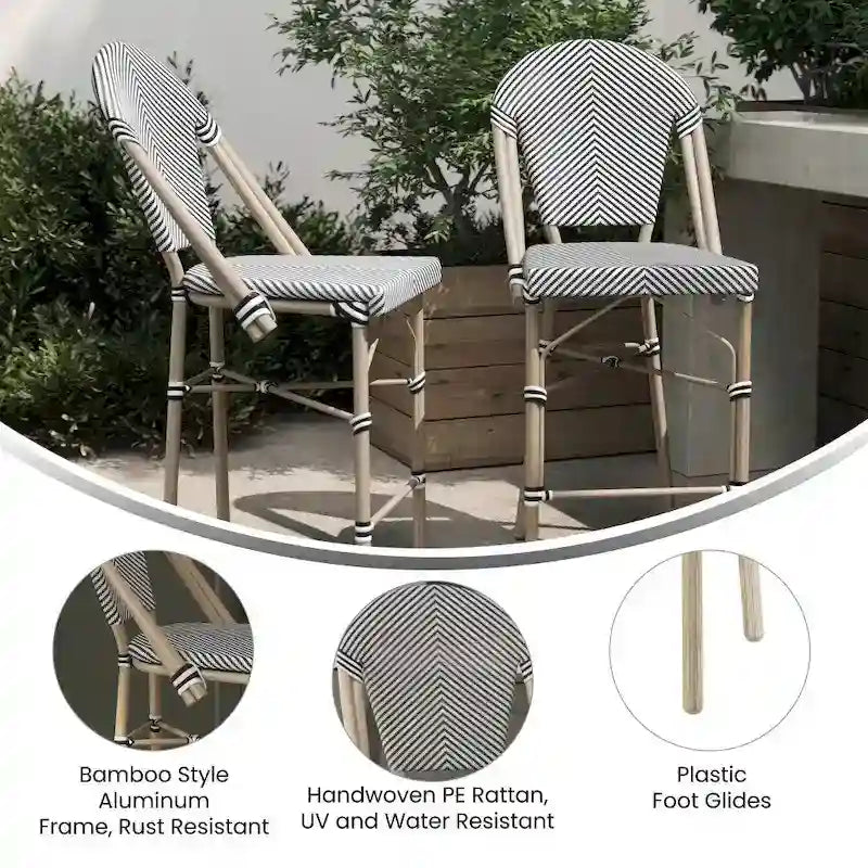 2PK Stacking Bistro Chair with Metal Frame & PE Seat