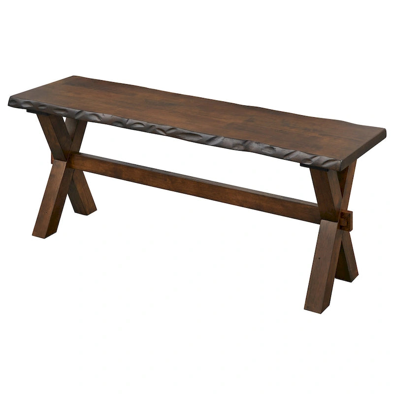 Solid Wood Bench With Log Edges