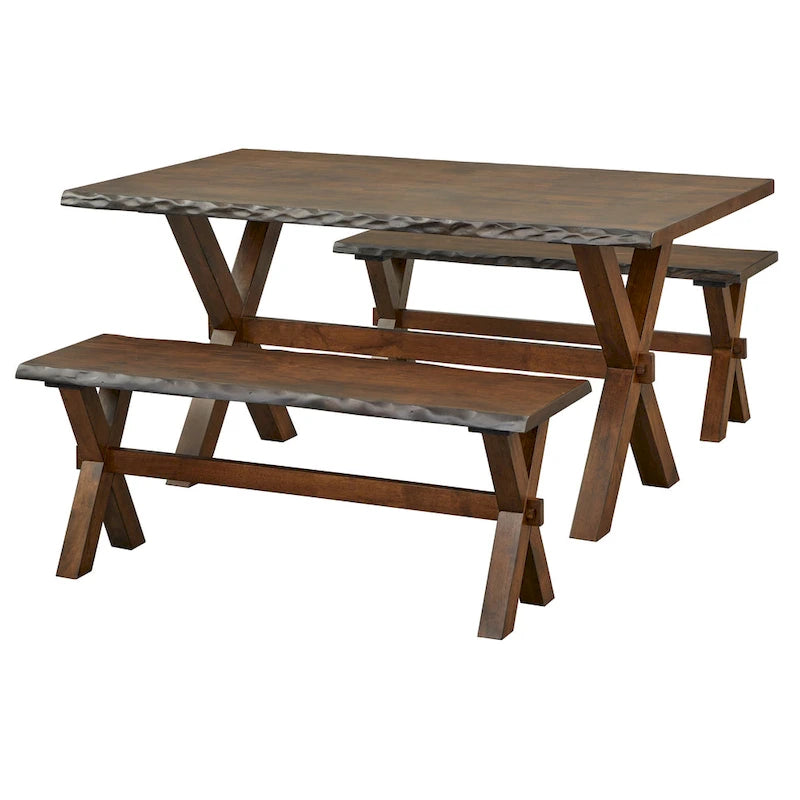 Solid Wood Bench With Log Edges