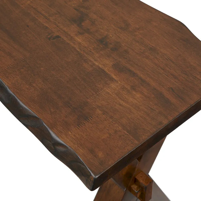 Solid Wood Bench With Log Edges