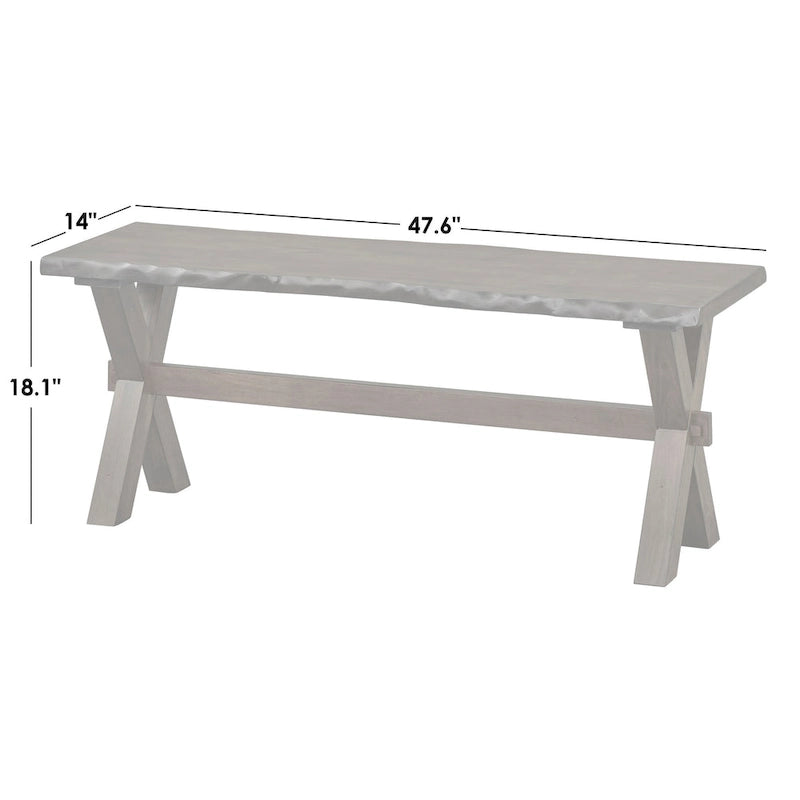 Solid Wood Bench With Log Edges
