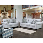 Transitional Style Gray Fabric Upholstered Roll-Up Armchair
