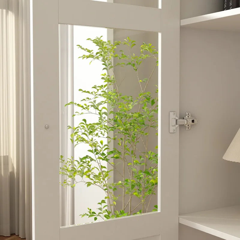 Buffet Sideborad Acrylic Glass Door Accent Wood Metal Storage Cabinet