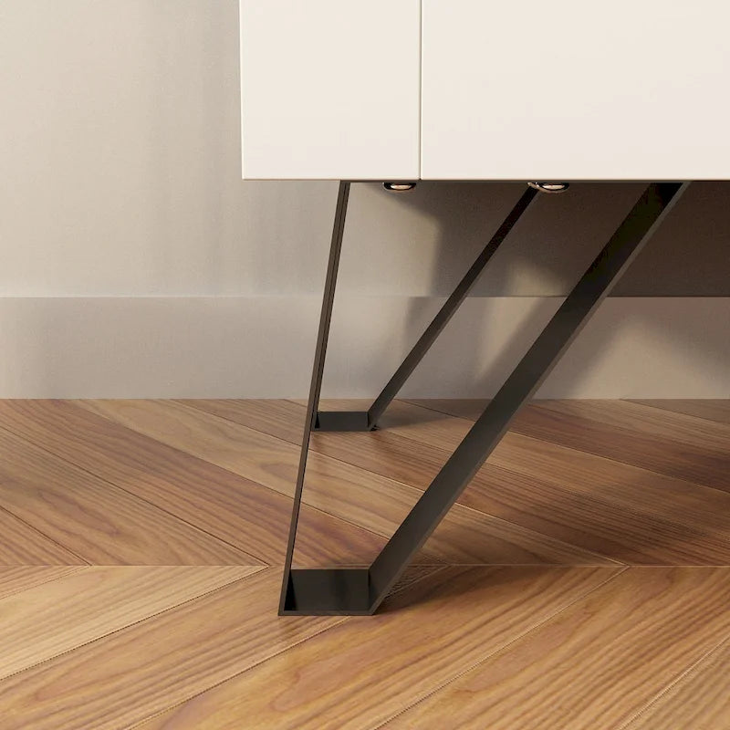 Buffet Sideborad Acrylic Glass Door Accent Wood Metal Storage Cabinet