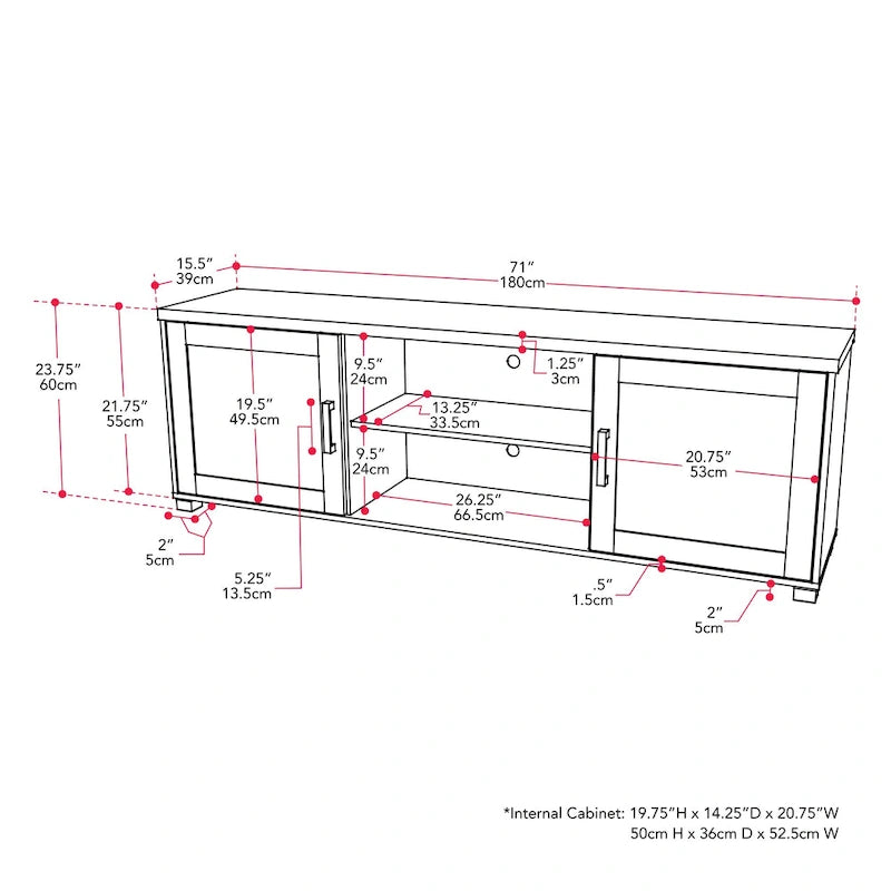 Tv Cabinet With Doors, Suitable For Tvs Up To 85 Inches.