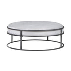 Modern Round Fabric Footstool With Cushion