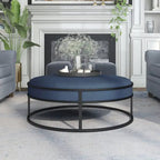 Modern Round Fabric Footstool With Cushion