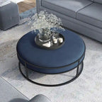 Modern Round Fabric Footstool With Cushion