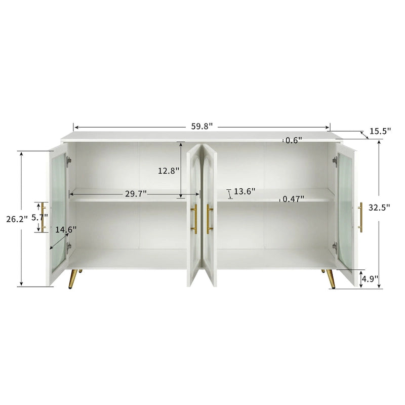 Wood Buffets Storage Cabinet with Adjustable Shelves
