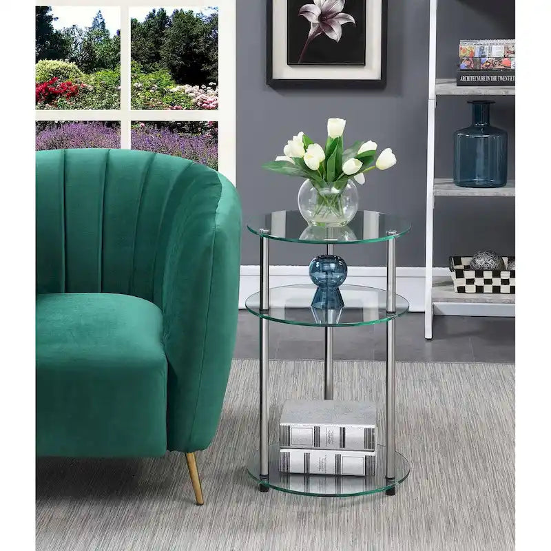 Designs2Go Classic Glass 3 Tier Round Table