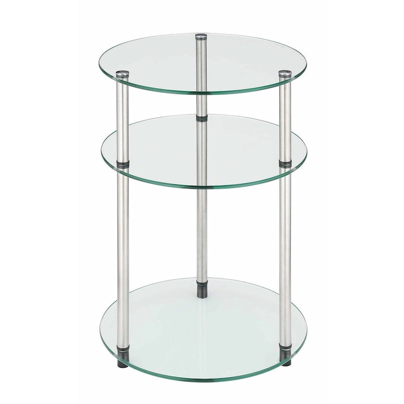 Classic Three-Tiered Glass Round Table