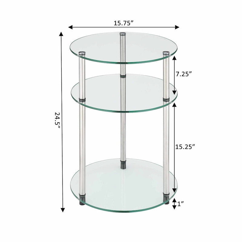 Classic Three-Tiered Glass Round Table