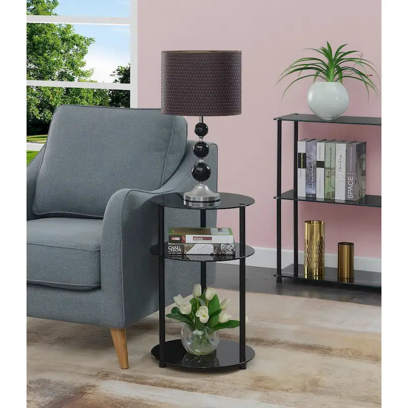 Classic Three-Tiered Glass Round Table