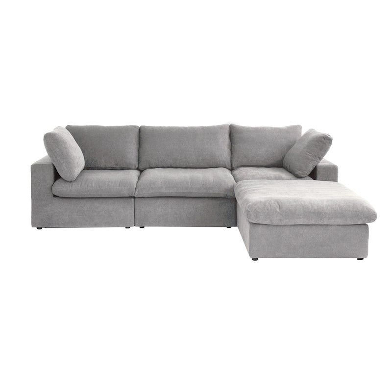 120 L-shaped Modern Sectional Sofa Linen Modular Sofa Couch with Storage Ottoman