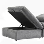 120 L-shaped Modern Sectional Sofa Linen Modular Sofa Couch with Storage Ottoman