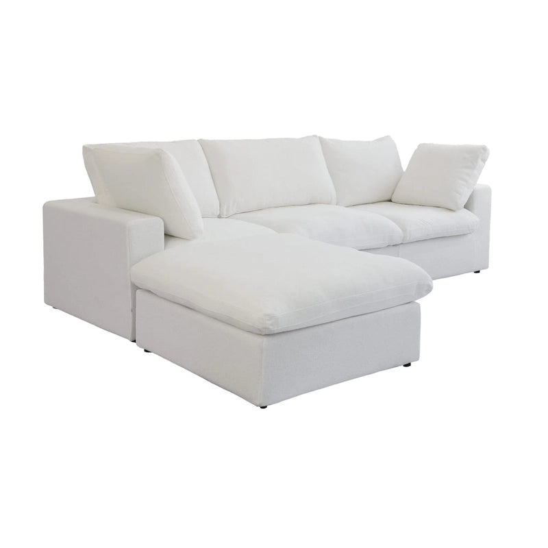120 L-shaped Modern Sectional Sofa Linen Modular Sofa Couch with Storage Ottoman