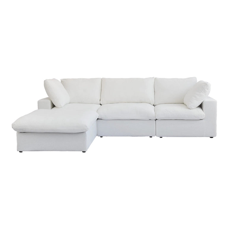 120 L-shaped Modern Sectional Sofa Linen Modular Sofa Couch with Storage Ottoman