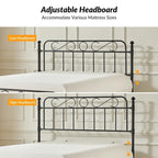 62 Floral Pattern Upholstered Platform Metal Bed Frame with Washable Bed Sheet