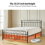 62 Floral Pattern Upholstered Platform Metal Bed Frame with Washable Bed Sheet