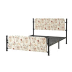 62 Floral Pattern Upholstered Platform Metal Bed Frame with Washable Bed Sheet