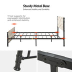 62 Floral Pattern Upholstered Platform Metal Bed Frame with Washable Bed Sheet
