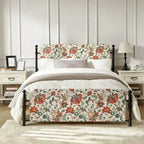 62 Floral Pattern Upholstered Platform Metal Bed Frame with Washable Bed Sheet