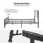 62 Floral Pattern Upholstered Platform Metal Bed Frame with Washable Bed Sheet
